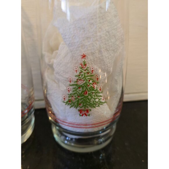 Vintage JCPenney Christmas Tree Glasses Set 4 Holiday drinkware  NOS - Picture 11 of 14